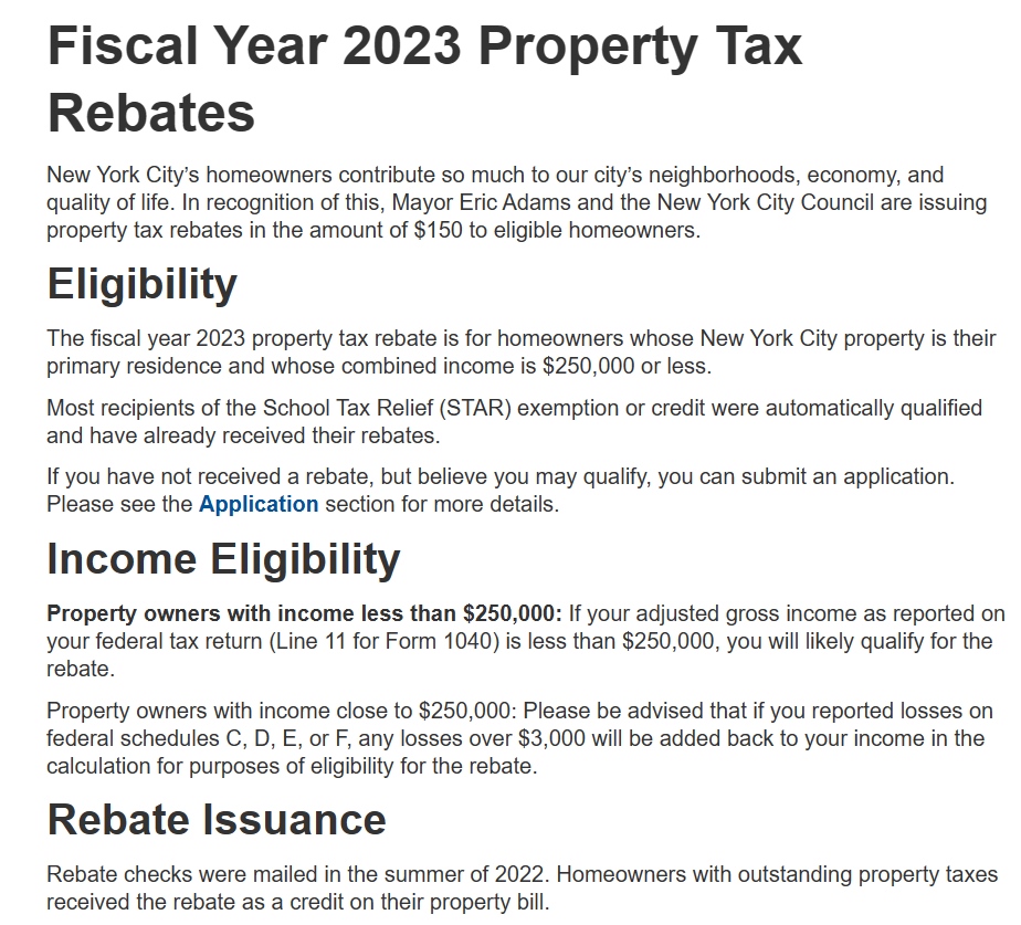 2023 Property Tax Rebate Form