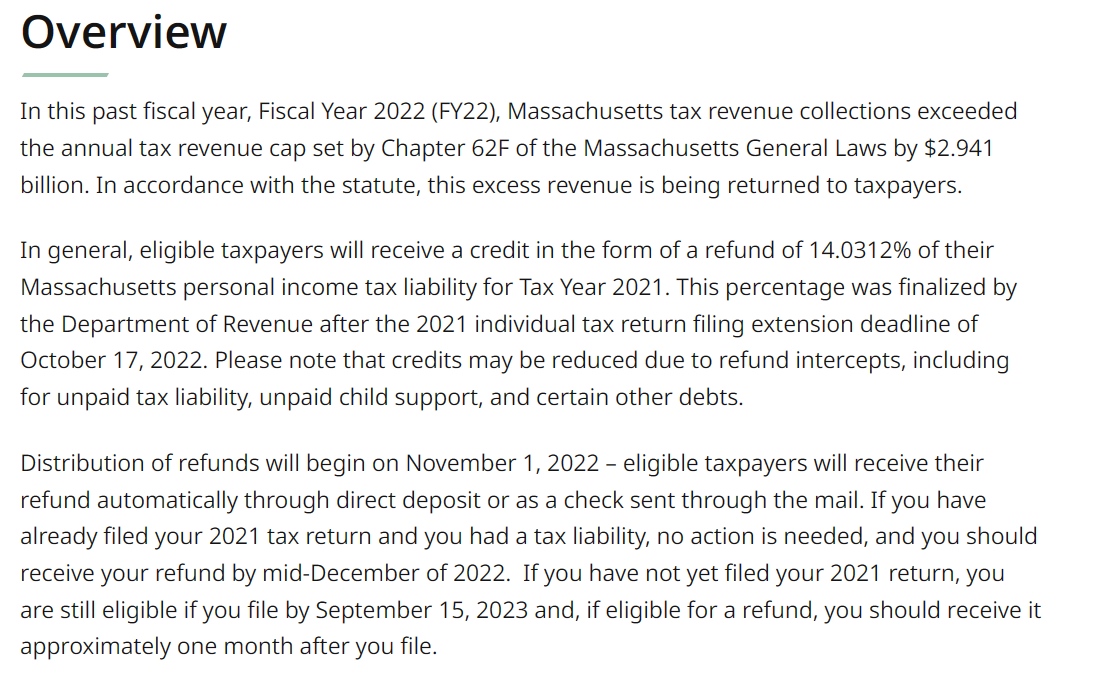 Ma Tax Rebate 2023 Calculator