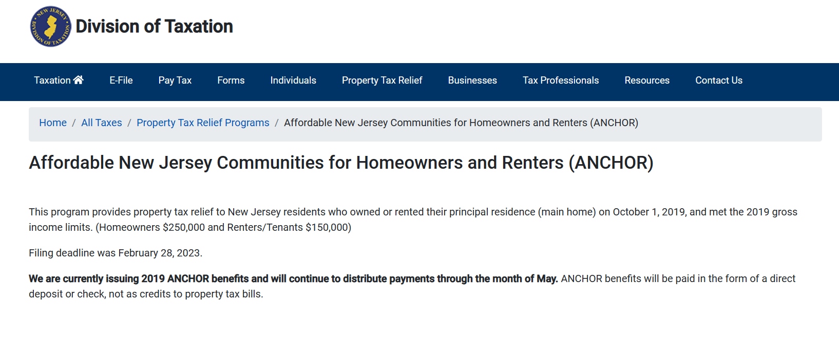 NJ Property Tax Rebate 2023